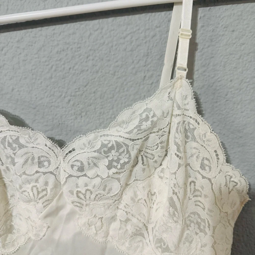 Vintage Wonder Maid Women Elegant Cream Lace Slip Dress Adjustable Strap Size 34 - Picture 5 of 12